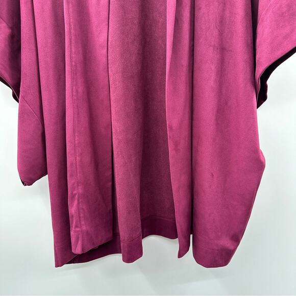 Natori Faux Suede Burgundy Cropped Kimono Half Sleeve Topper Size L - Picture 5 of 10